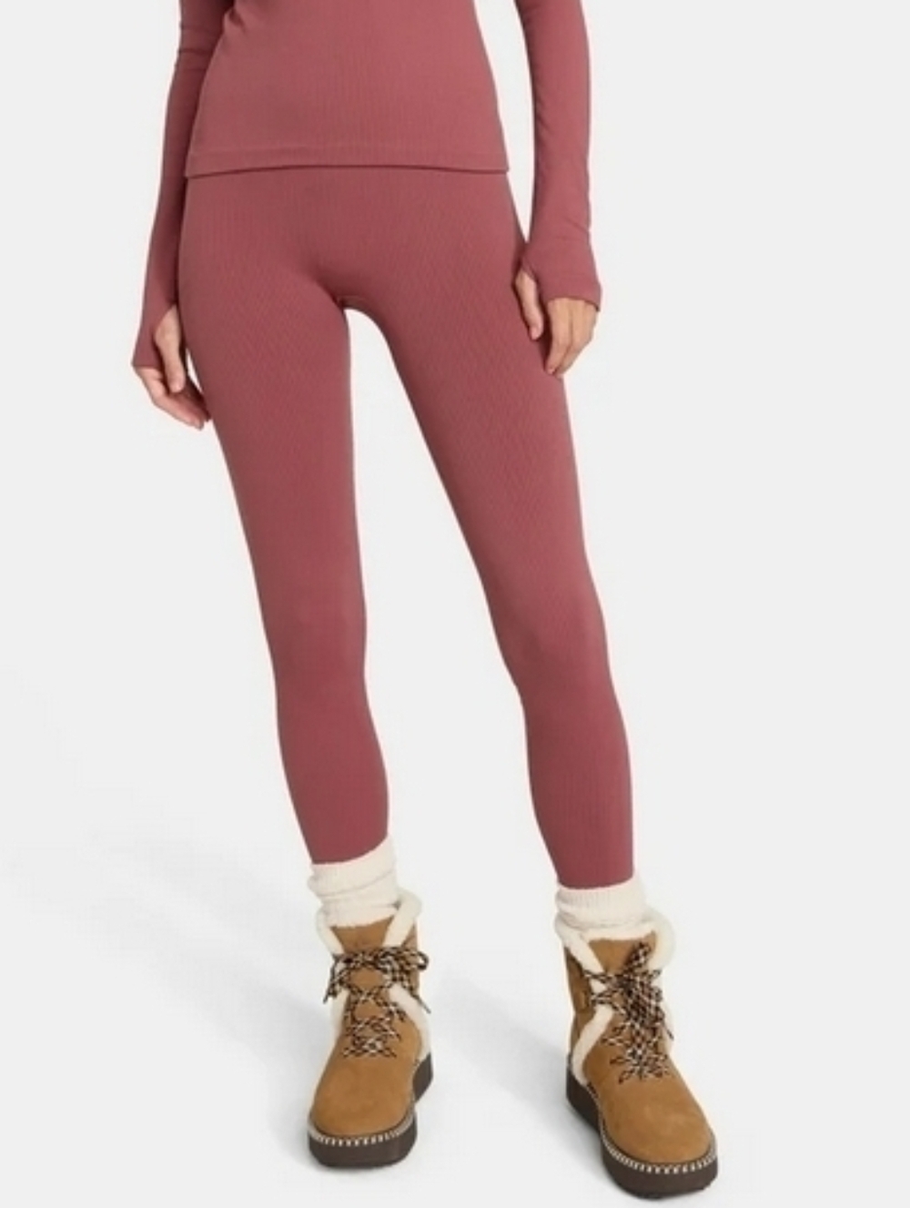 Ozark Trail Women's L Seamless Ribbed Thermal Ribbed Brushed Legging Wild Ginger